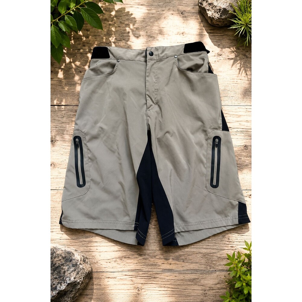Zoic Ether 12" Men's Mountain Bike Shorts Tan Large Cycling MTB Trail Cargo